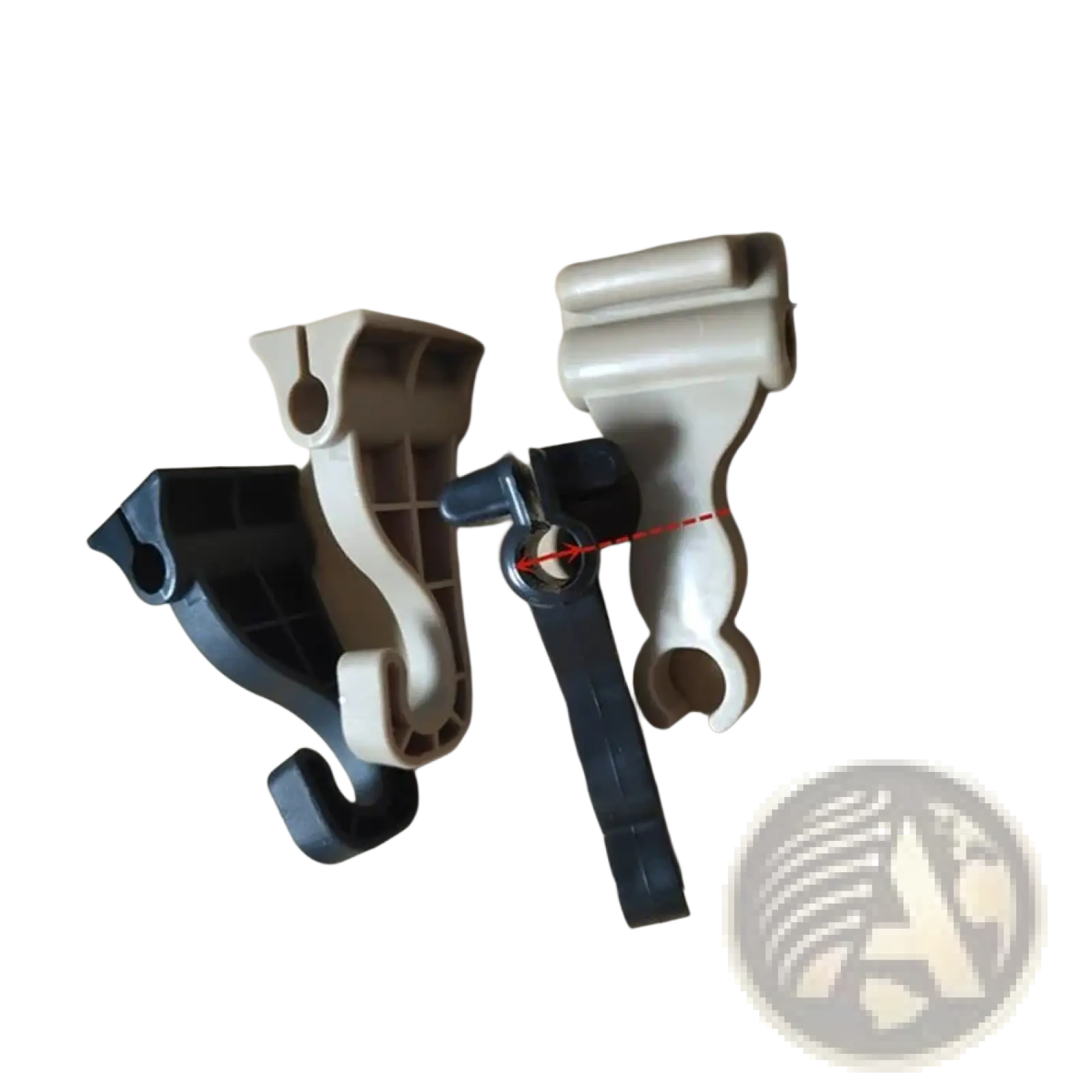 Black and beige plastic trunk curtain clip replacement hook with 8.5mm hole diameter for auto fastener use