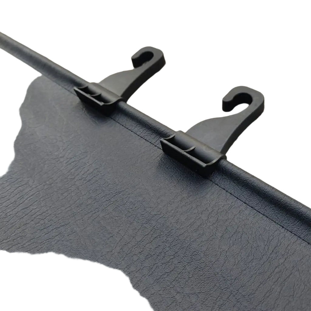 Black plastic trunk curtain clip replacement hook with textured matte finish for auto fastener seat belt buckle clips
