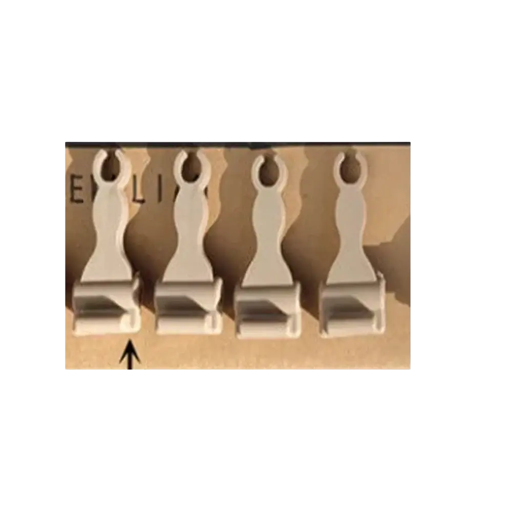 White plastic clip-on trunk curtain replacement hooks designed for auto fastener use in organizing and securing items