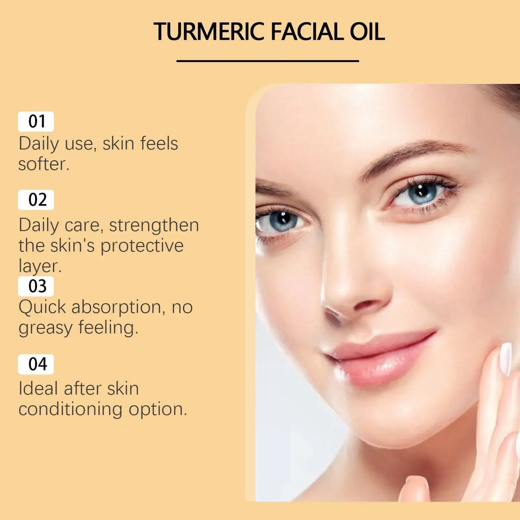 Turmeric essential oil in a clear bottle with white dropper cap for softening skin and reducing dark spots cleansing soap benefits