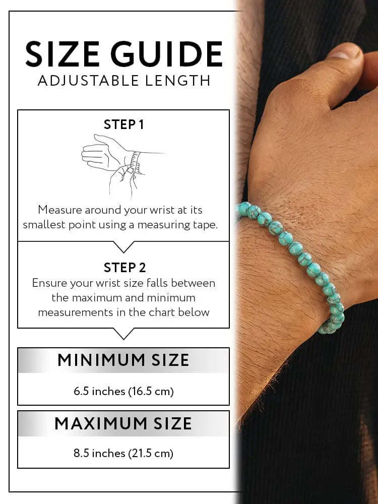 Authentic turquoise stone beaded bracelet with silver clasp worn on wrist showcasing vibrant turquoise beads