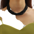 Black beaded multi-layer boho choker necklace featuring multiple woven strands for a stylish statement accessory