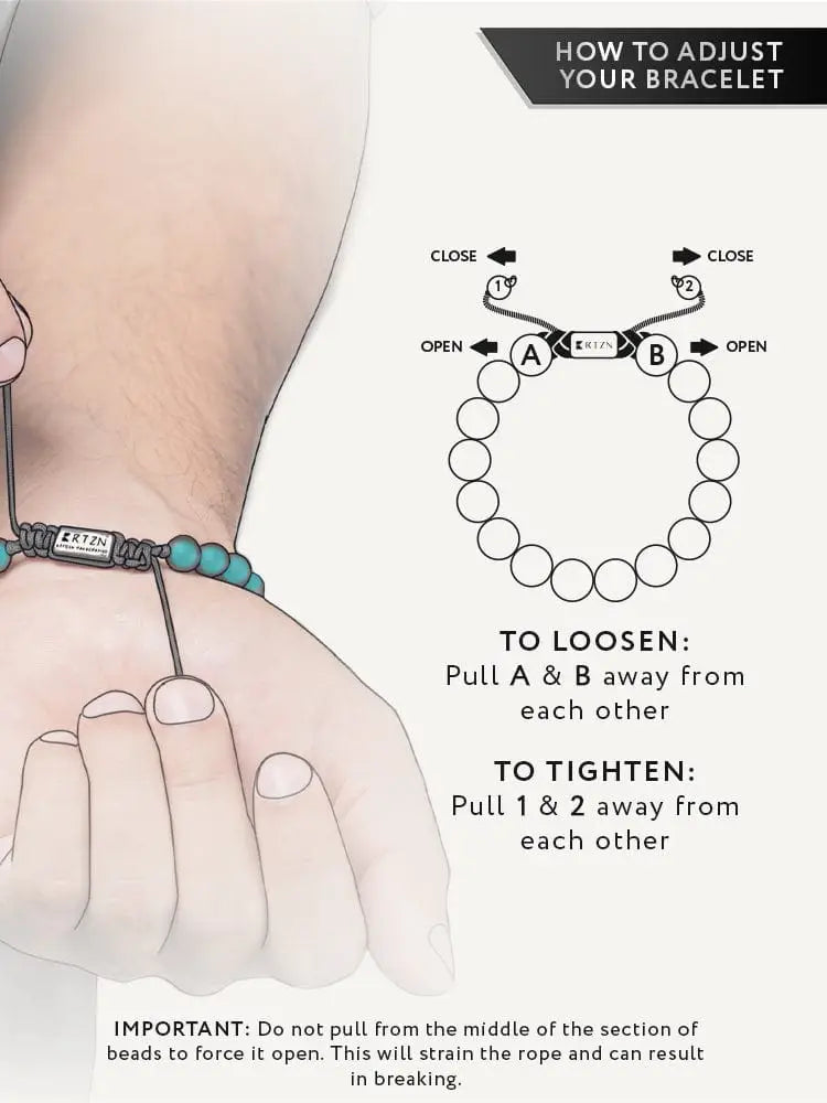 Native turquoise and silver beaded bracelet with teal beads, gray braided rope, and silver-toned toggle clasp