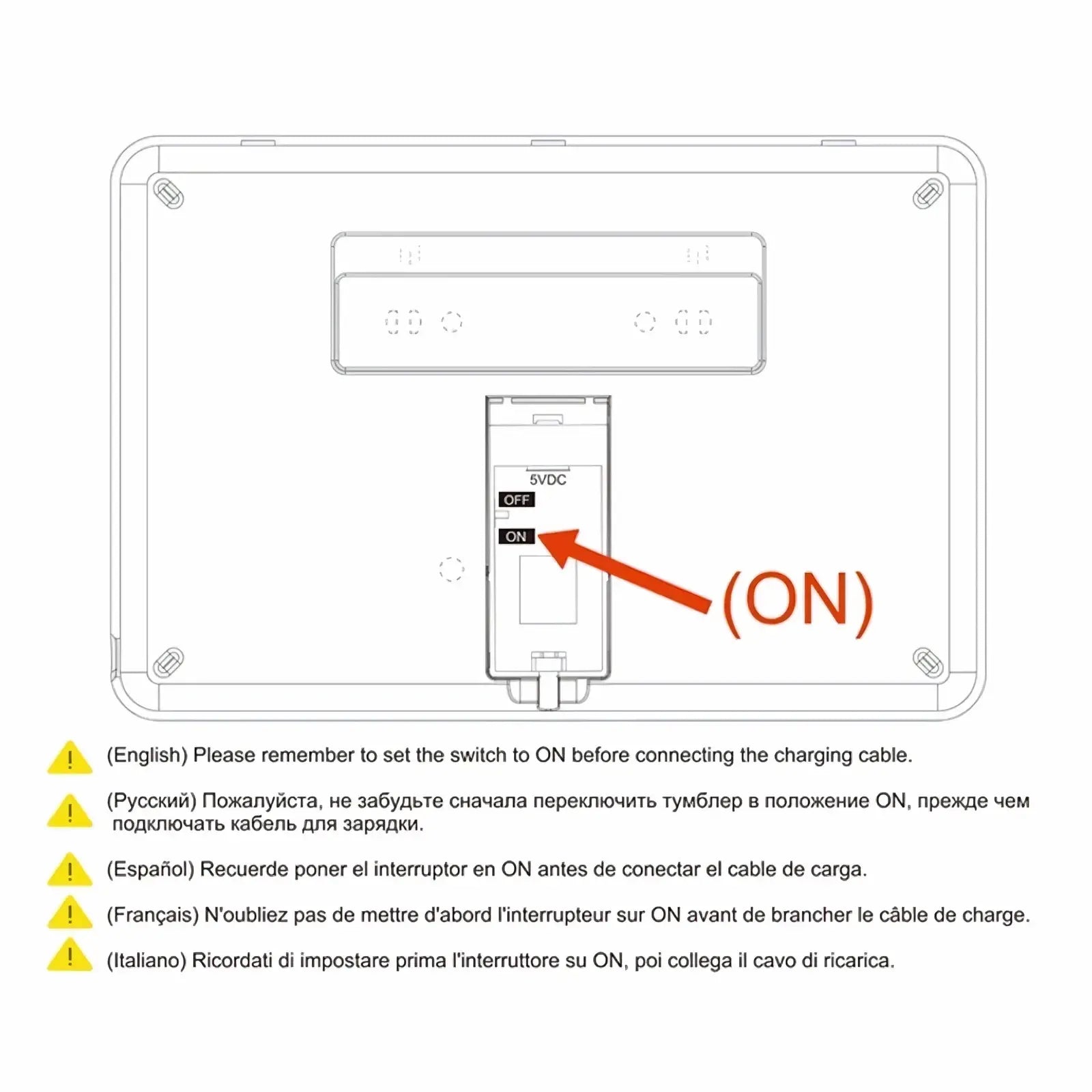 White plastic power switch with on off positions and red arrow on the on setting for tuya wifi gsm smart alarm system