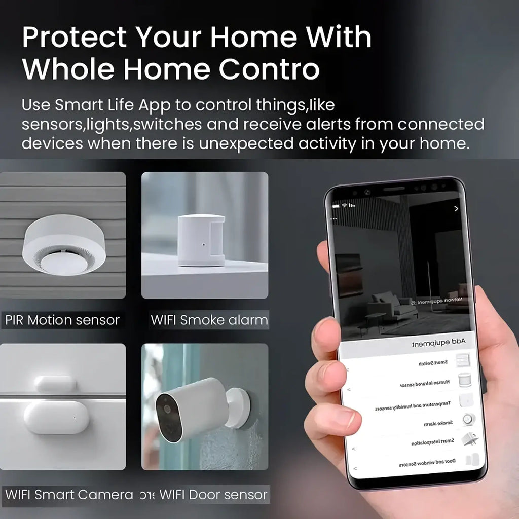 White cylindrical wifi smoke alarm with smooth minimalist design in tuya zigbee 3.0 smart home gateway hub