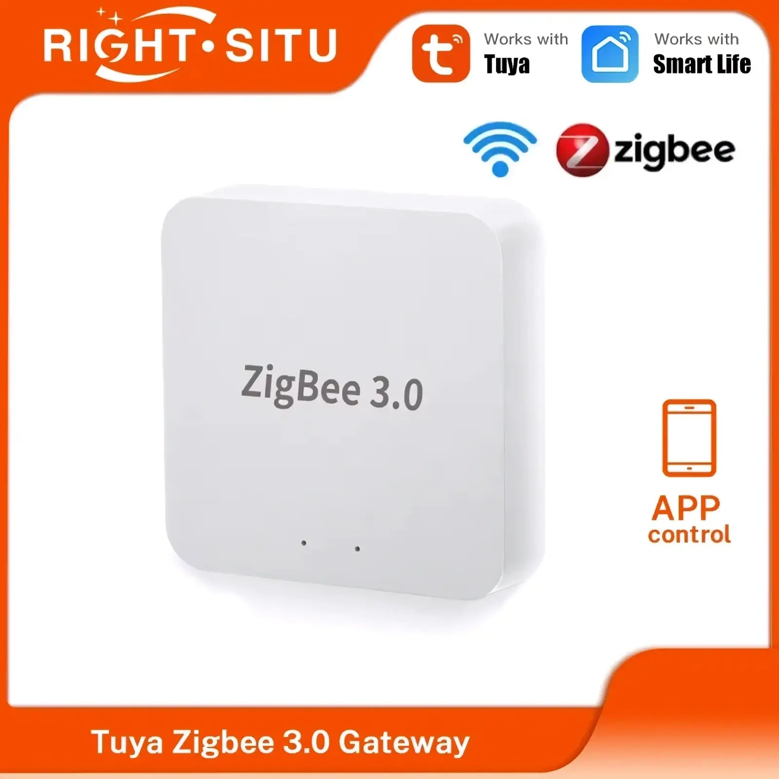 White rectangular tuya zigbee 3.0 smart home gateway hub with rounded edges and minimalist design for smart integration