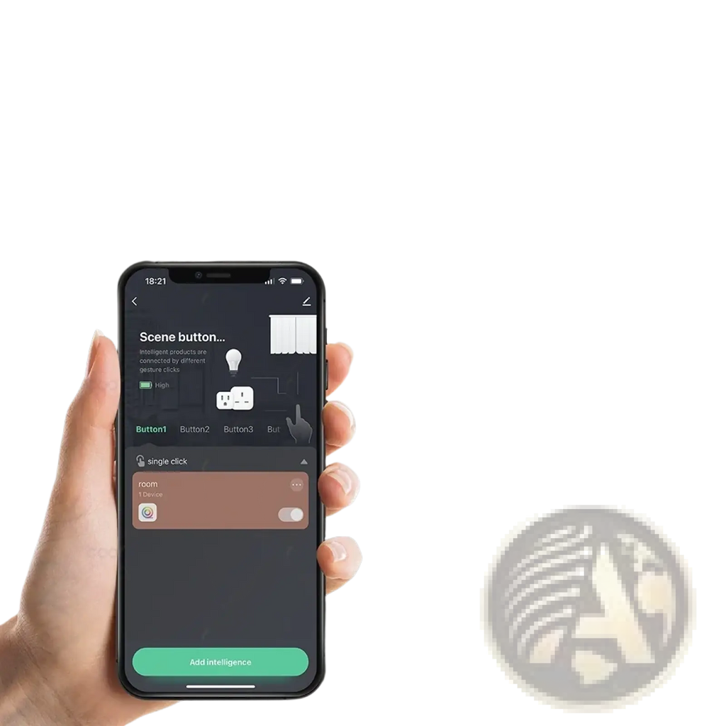 Smart home scene controller app interface shown on smartphone for tuya zigbee 4 gang wireless button controller