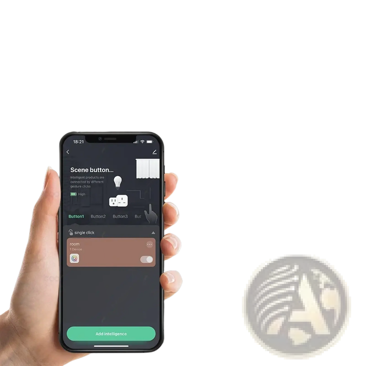 Smart home scene controller app interface shown on smartphone for tuya zigbee 4 gang wireless button controller
