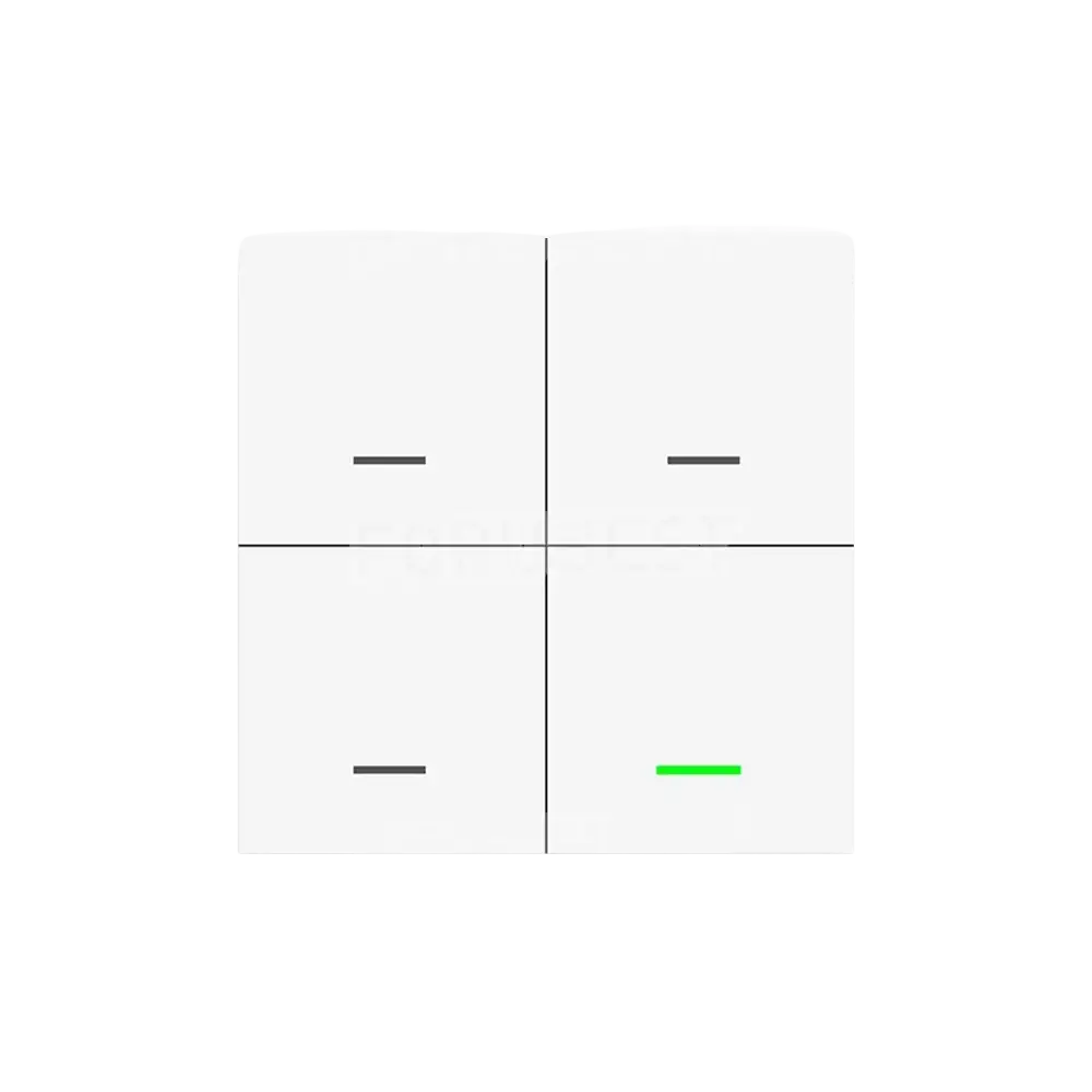 Tuya Zigbee 4 gang smart scene switch wireless button controller with white plastic four square panels and horizontal indicators