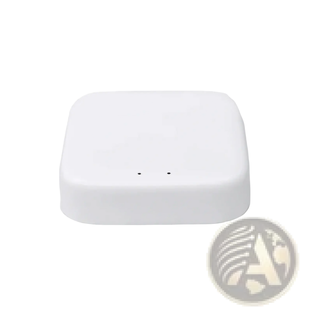 Tuya zigbee bluetooth smart gateway hub is a white rectangular multi mode device with zigbee and bluetooth connectivity logos