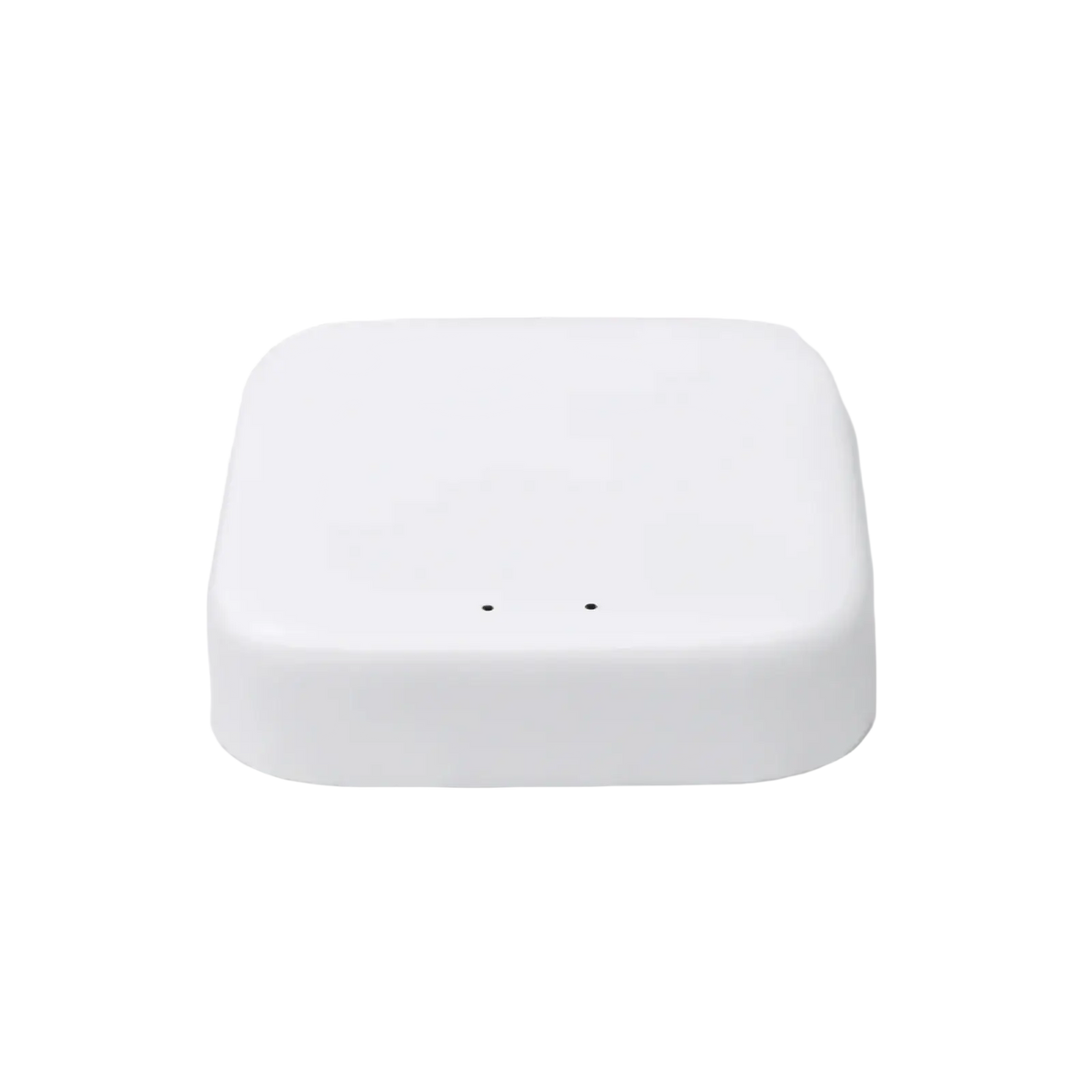 Tuya Zigbee Bluetooth smart gateway hub is a white rectangular device with rounded edges and two indicator lights on top