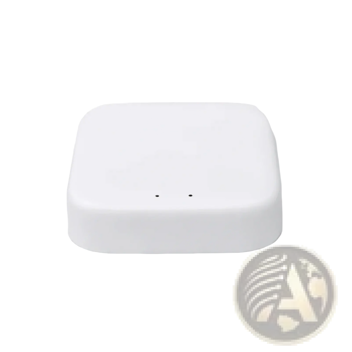 Tuya Zigbee Bluetooth smart gateway hub is a white rectangular device with rounded edges and two indicator lights on top