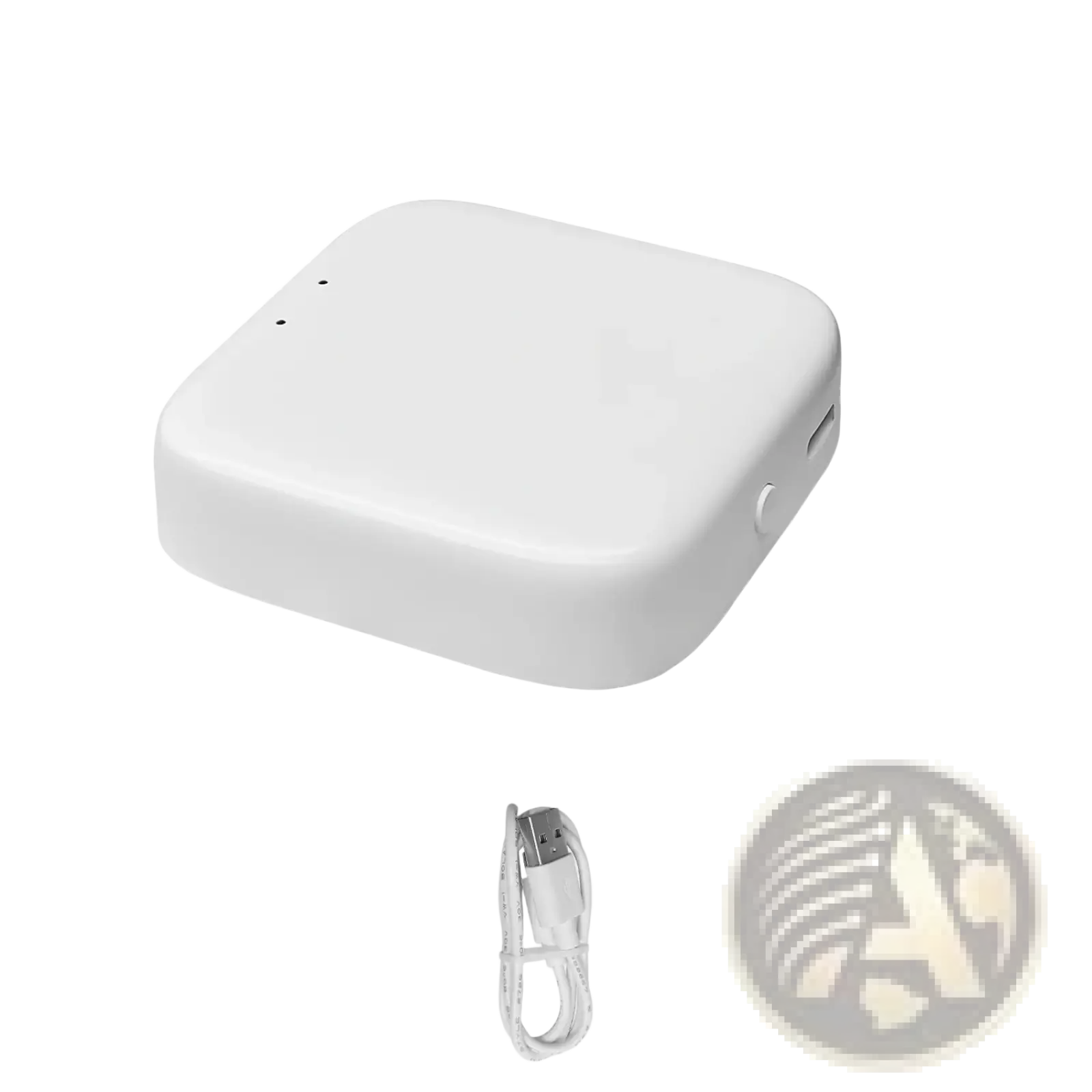 White rectangular wireless Tuya Zigbee Bluetooth smart gateway hub with rounded edges and a USB port on the side