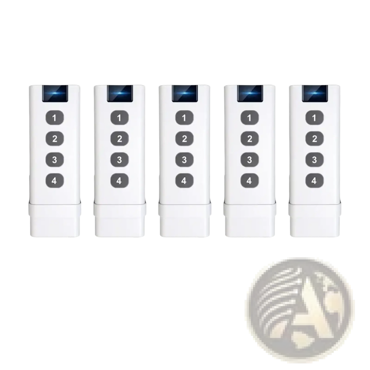 White Tuya Zigbee smart scene switch 4 gang remote with four numbered buttons and blue illuminated display