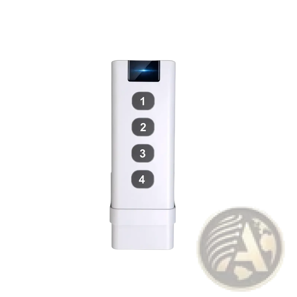 Tuya zigbee smart scene switch 4 gang remote white plastic remote control with four numbered buttons and blue display