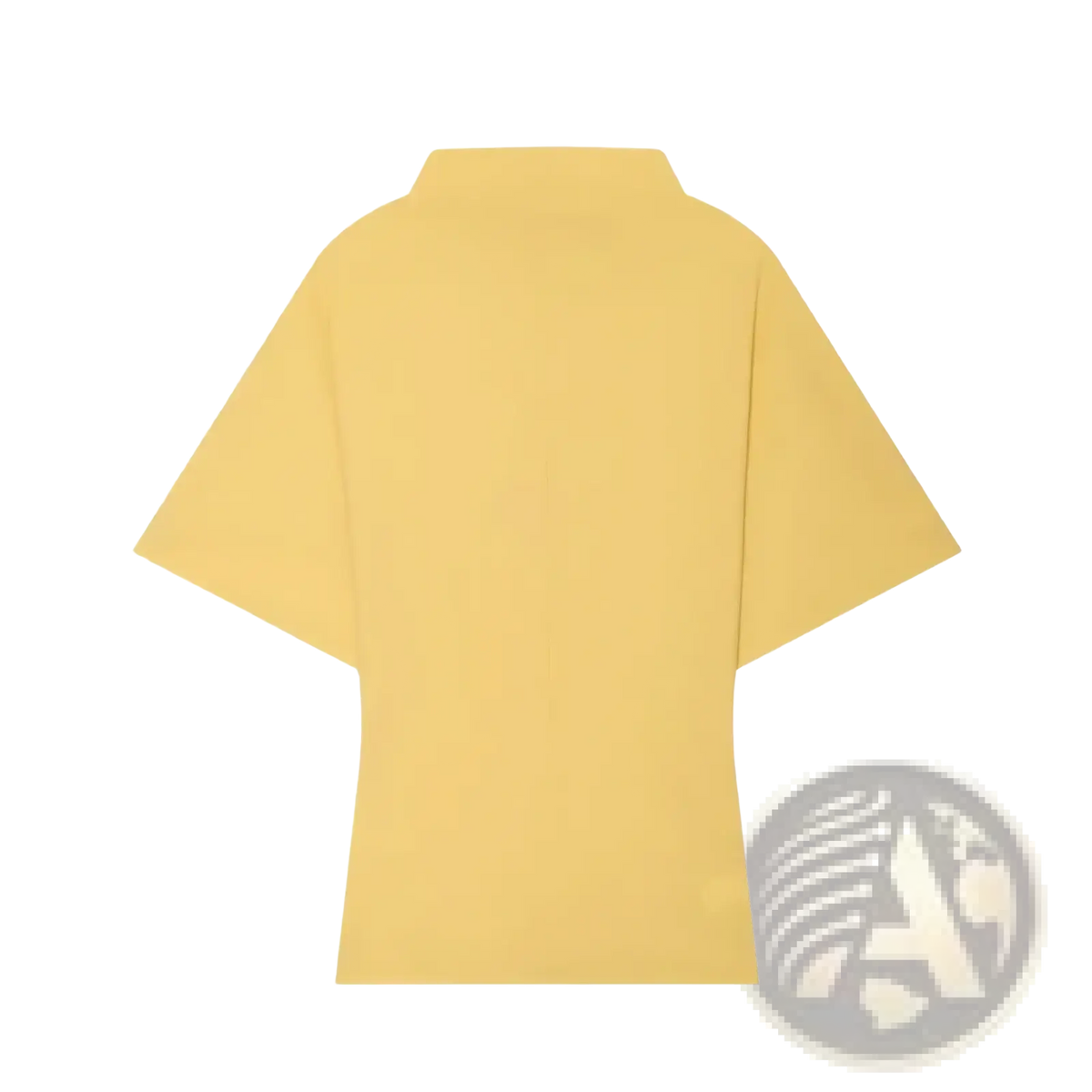 A soft yellow minimalist short-sleeved top with relaxed fit and clean lines from a two piece midi skirt set elegant outfit