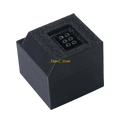 Black rectangular 3d-printed type c power adapter for Nintendo 64 with textured surface and six-hole inset opening for high efficiency