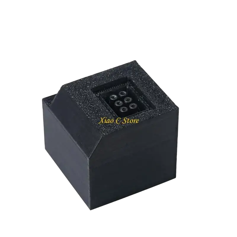 Black rectangular foam box with textured surface and recessed compartment holding six circular openings for type c power adapter high efficiency use