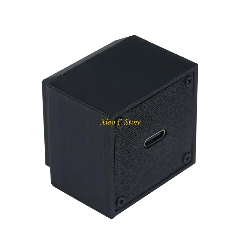 Black rectangular usb-c charging port enclosure with textured surface and screw fastenings for type c power adapter high efficiency