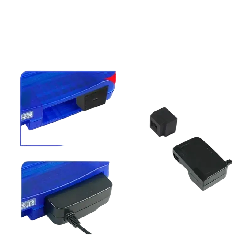 Blue plastic type c power adapter for nintendo 64 with black usb port and compact high efficiency design labeled new