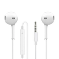 White type c wired in-ear earphones with 3.5mm jack and inline control module for calls and music functions