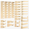 Set of light-colored wooden craft templates with cut-out shapes for ultimate garden tool wall organizer and storage kit