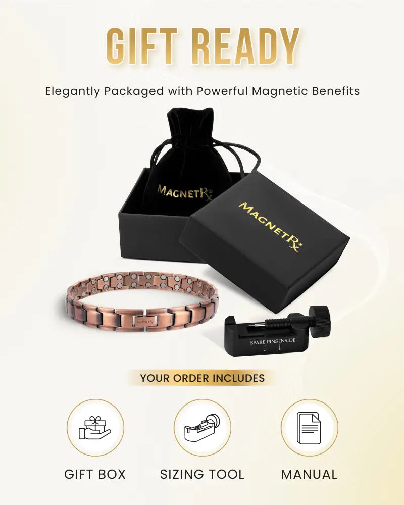 Magnetrx pure copper magnetic therapy anklet for men in copper with sleek segmented design and embedded circular magnets