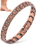 Copper-toned magnetrx pure copper magnetic therapy anklet for men with interlocking links and embedded circular magnets