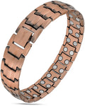 Rose gold pure copper magnetic therapy bracelet with interlocking links and embedded circular magnets