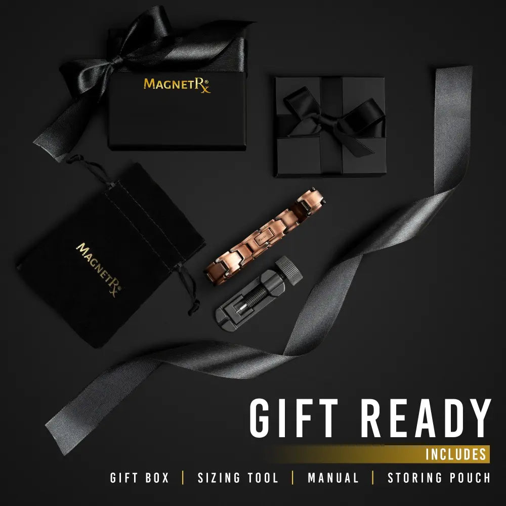 Leo ultra strength rose gold magnetic copper bracelet with interlocking links and a sleek modern design