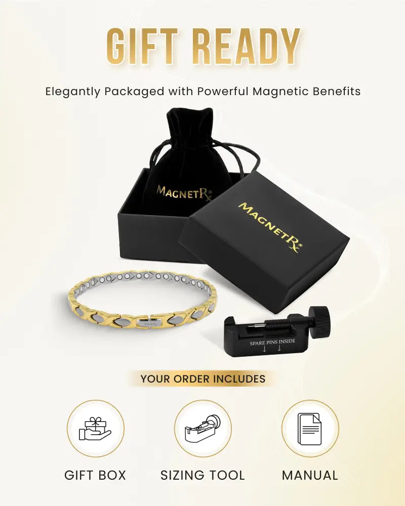 Two tone titanium magnetic therapy anklet with gold and silver toned sleek interlocking design and neodymium magnets