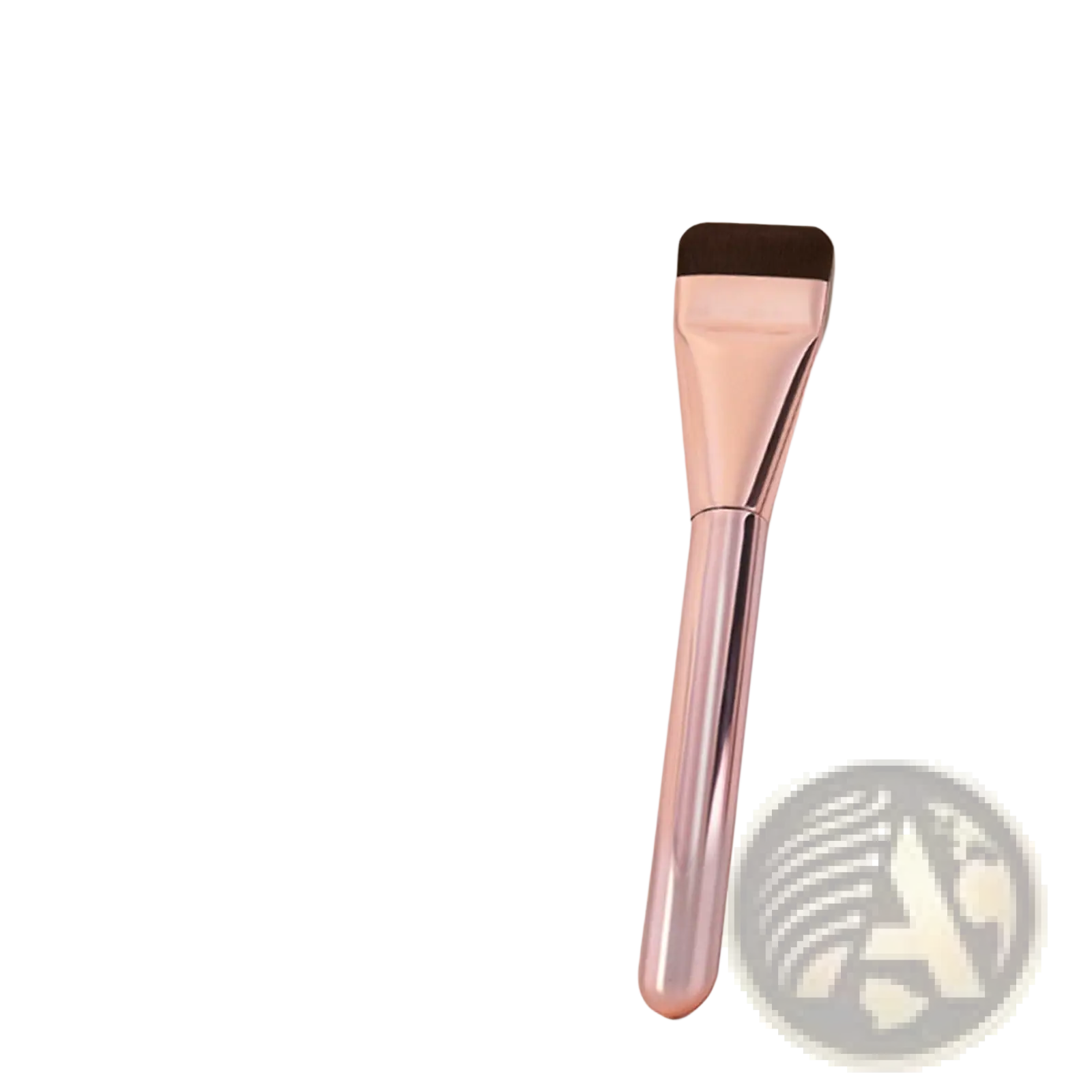 Rose gold metallic ultra thin foundation brush with flat black silicone head for traceless makeup application
