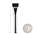 Ultra thin foundation brush flat traceless makeup tool with polished chrome handle and black bristles 135mm long