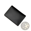 Black ultra thin genuine leather cowhide card holder wallet with neat stitching along the edges
