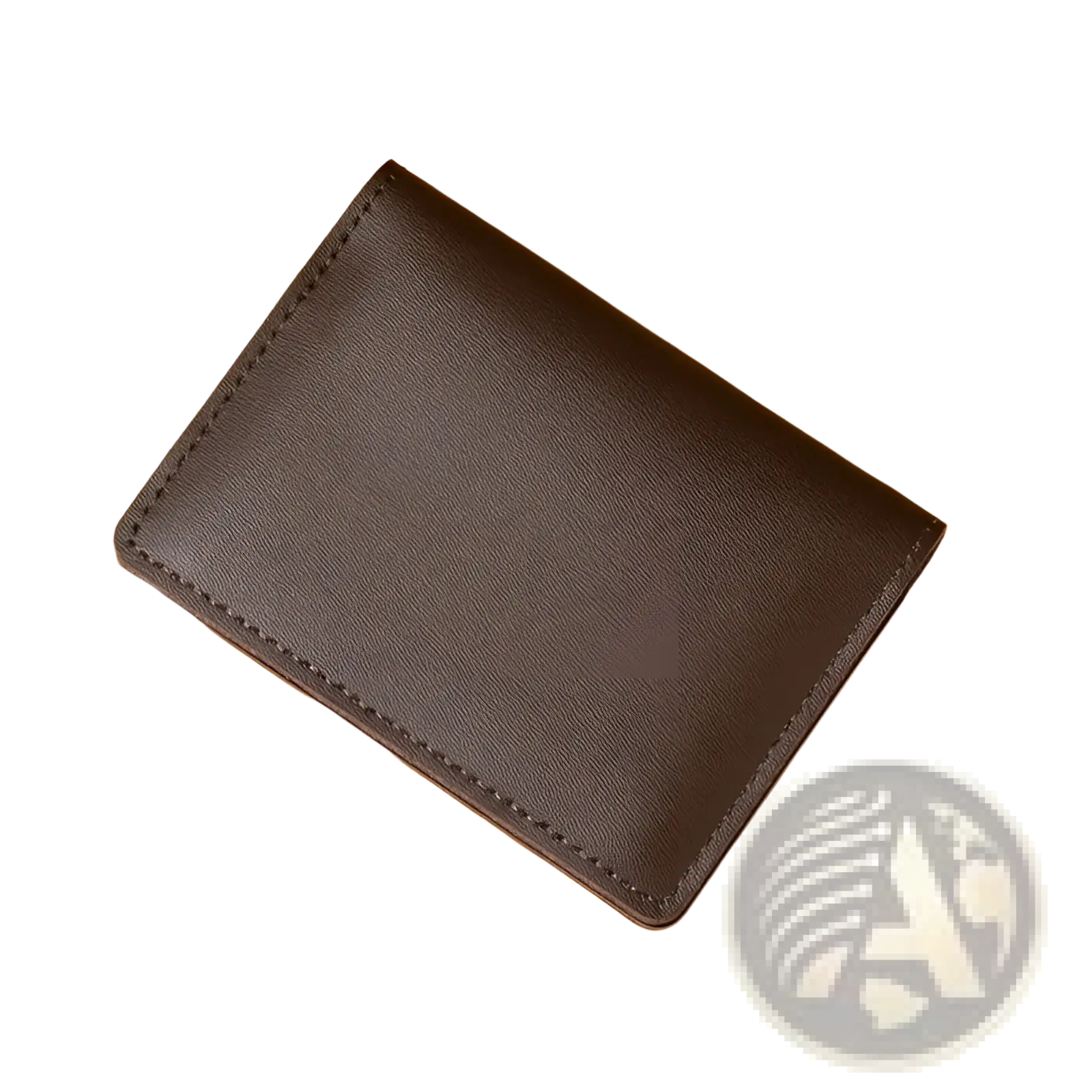 Dark brown ultra thin genuine leather cowhide card holder wallet with neat stitching along the edges