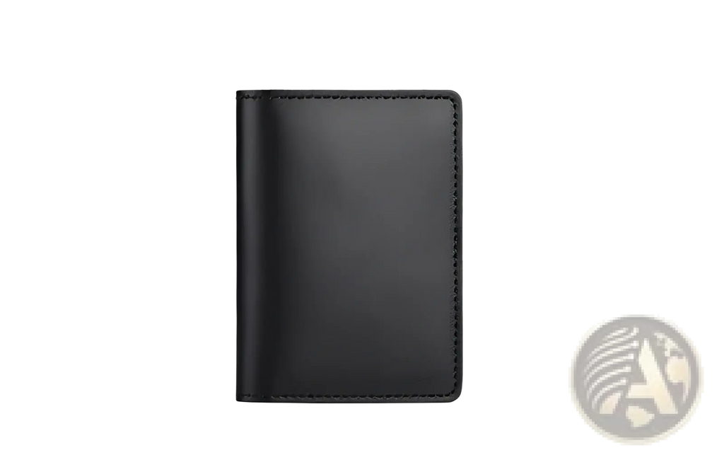 Black leather ultra thin genuine leather cowhide card holder wallet with precise stitching and sleek minimalist design