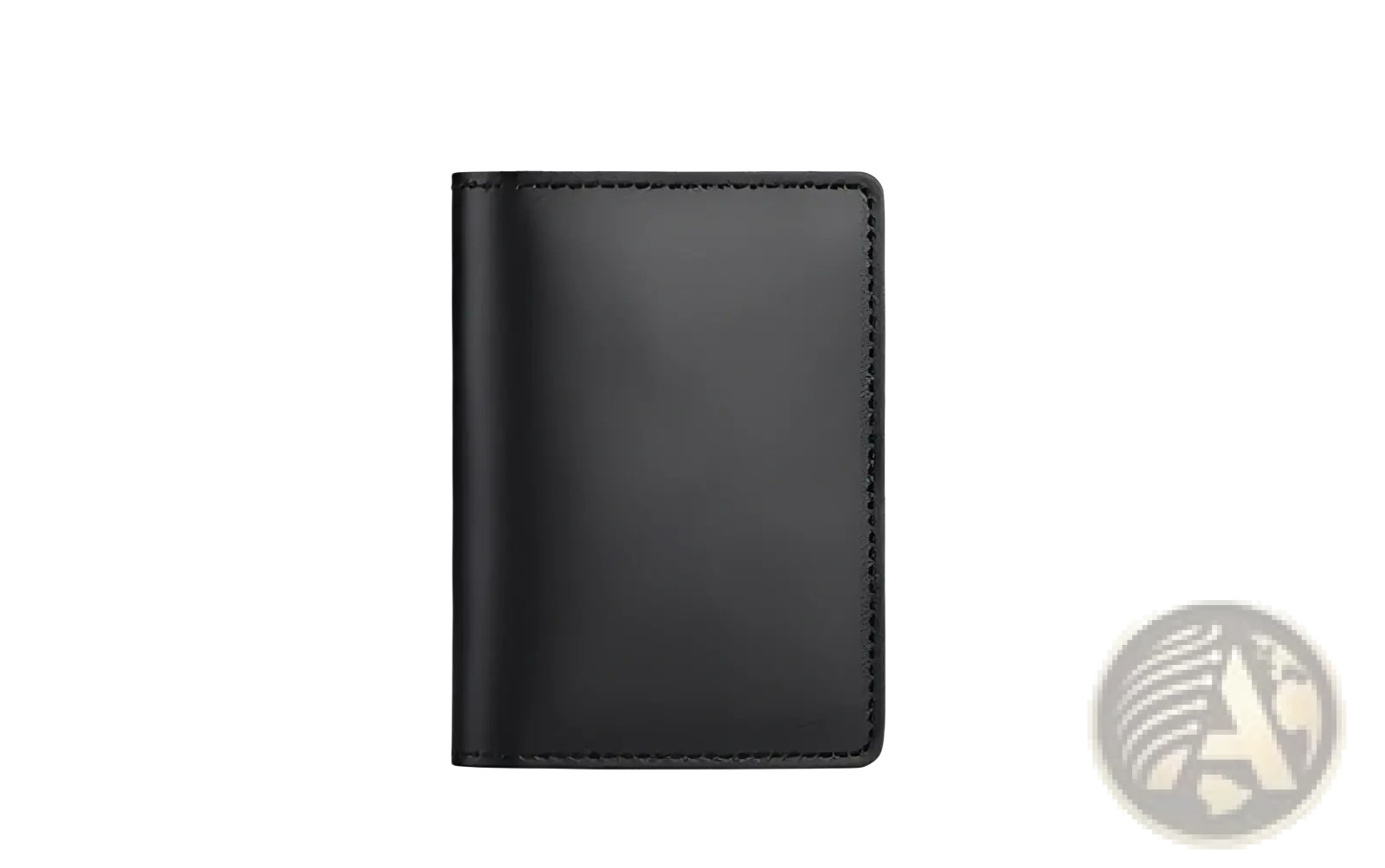 Black leather ultra thin genuine leather cowhide card holder wallet with precise stitching and sleek minimalist design
