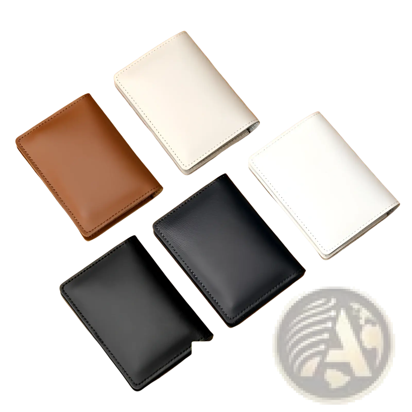 Minimalist ultra thin genuine leather cowhide card holder wallet in brown white or black for sleek storage