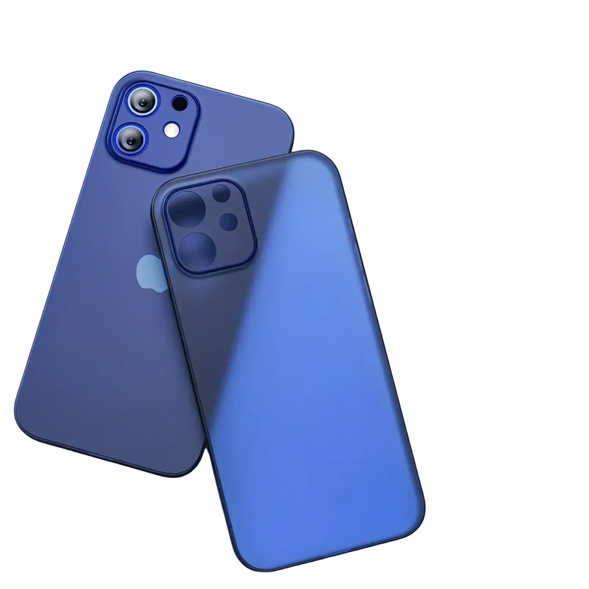 Navy blue transparent ultra thin matte iPhone case back with glossy finish and precise camera cutout