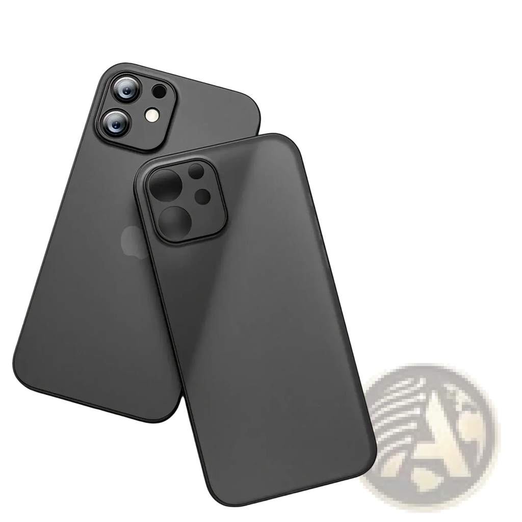 Black transparent ultra thin matte phone case for iphone shown from the back with sleek minimalist design