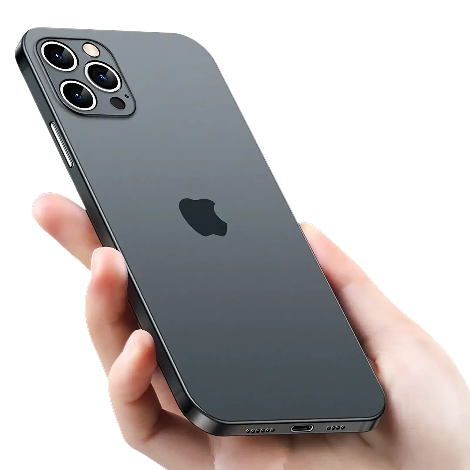 Black ultra thin matte phone case for iphone back side showing sleek minimalist design with precise camera cutouts