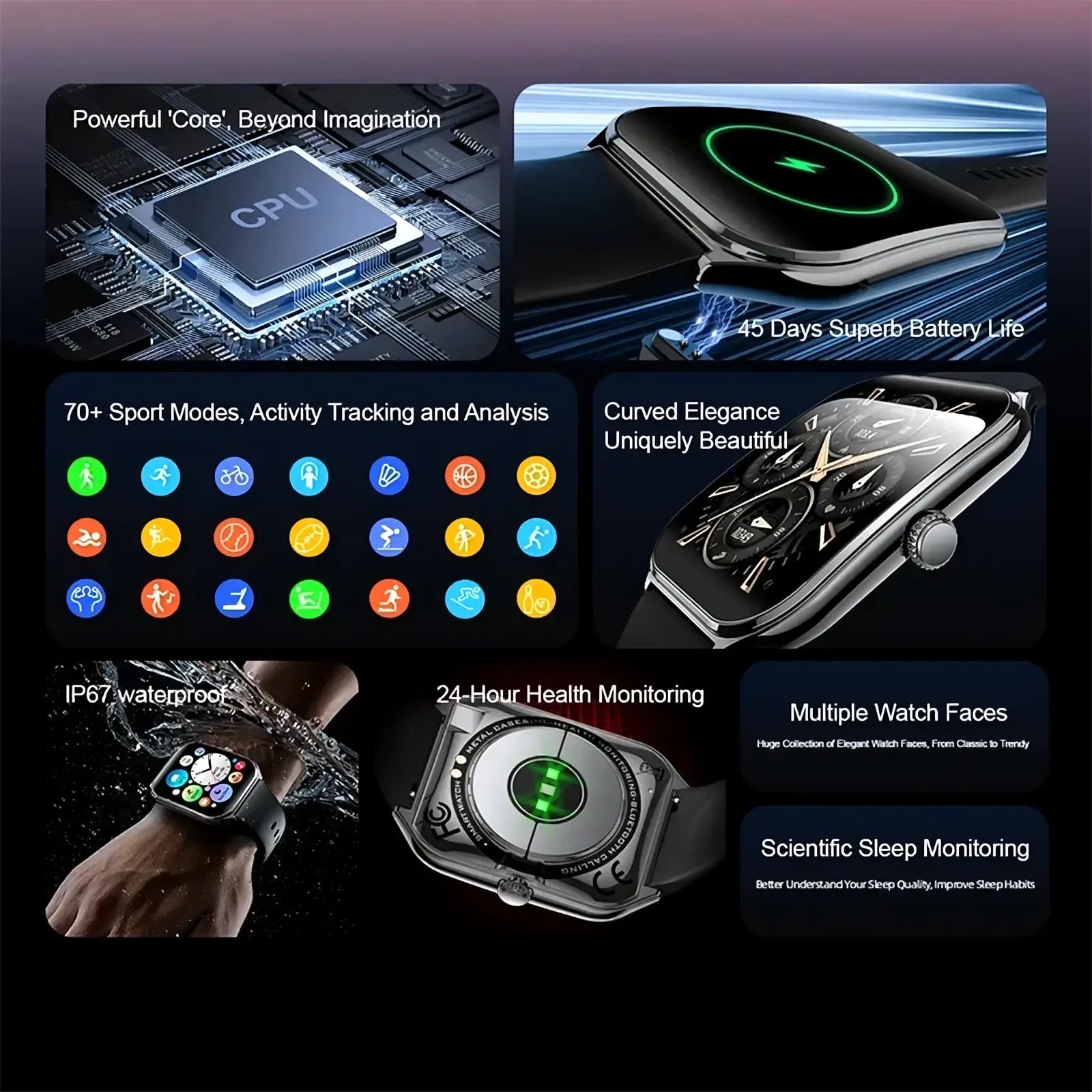 A sleek silver ultra thin smartwatch with a 1.96 amoled curved display and bluetooth call features
