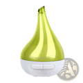 Ultrasonic aroma diffuser teardrop humidifier in sleek lime green and white with glossy body and integrated control panel