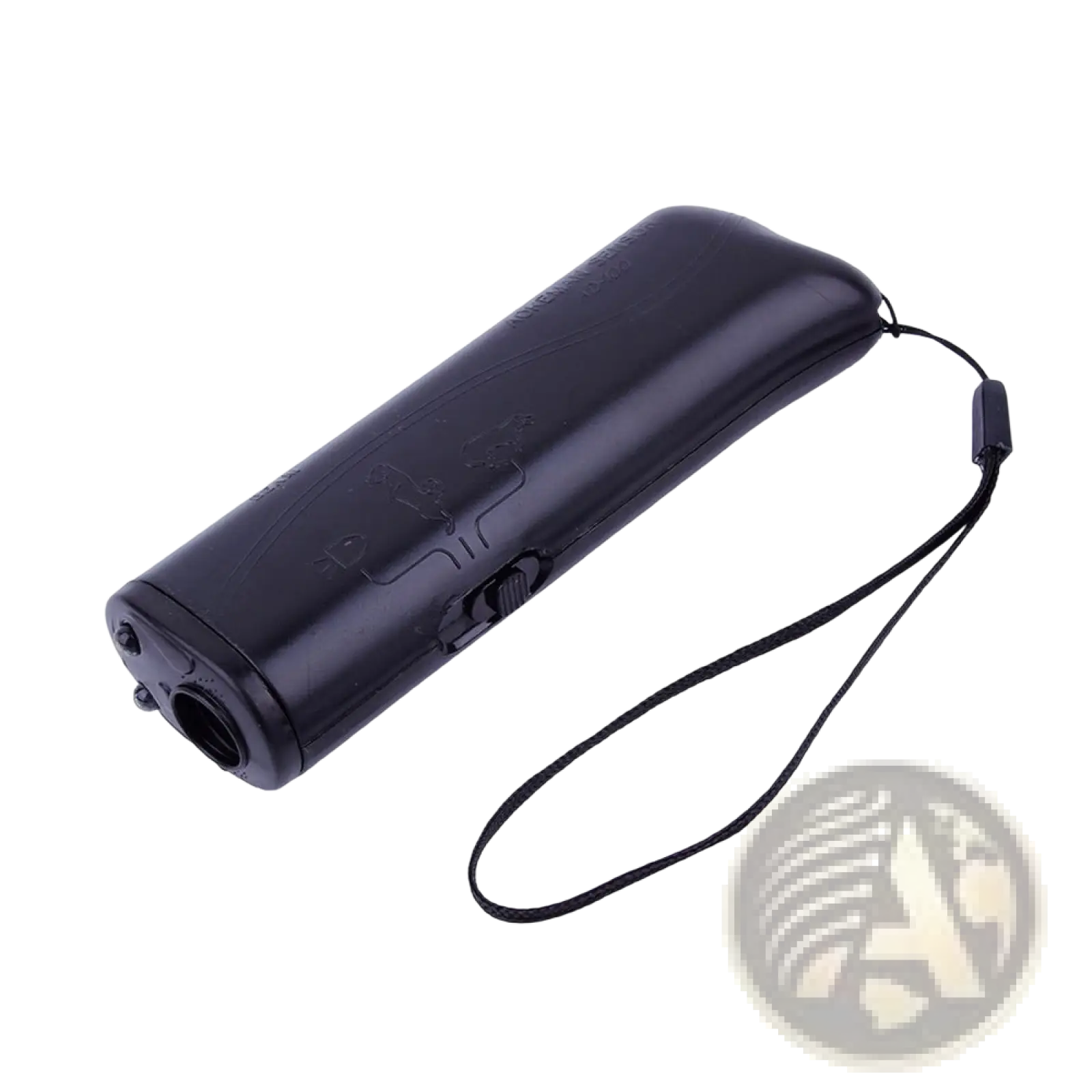 Black plastic ultrasonic dog repeller and 3 in 1 training device with wrist strap for effective dog training