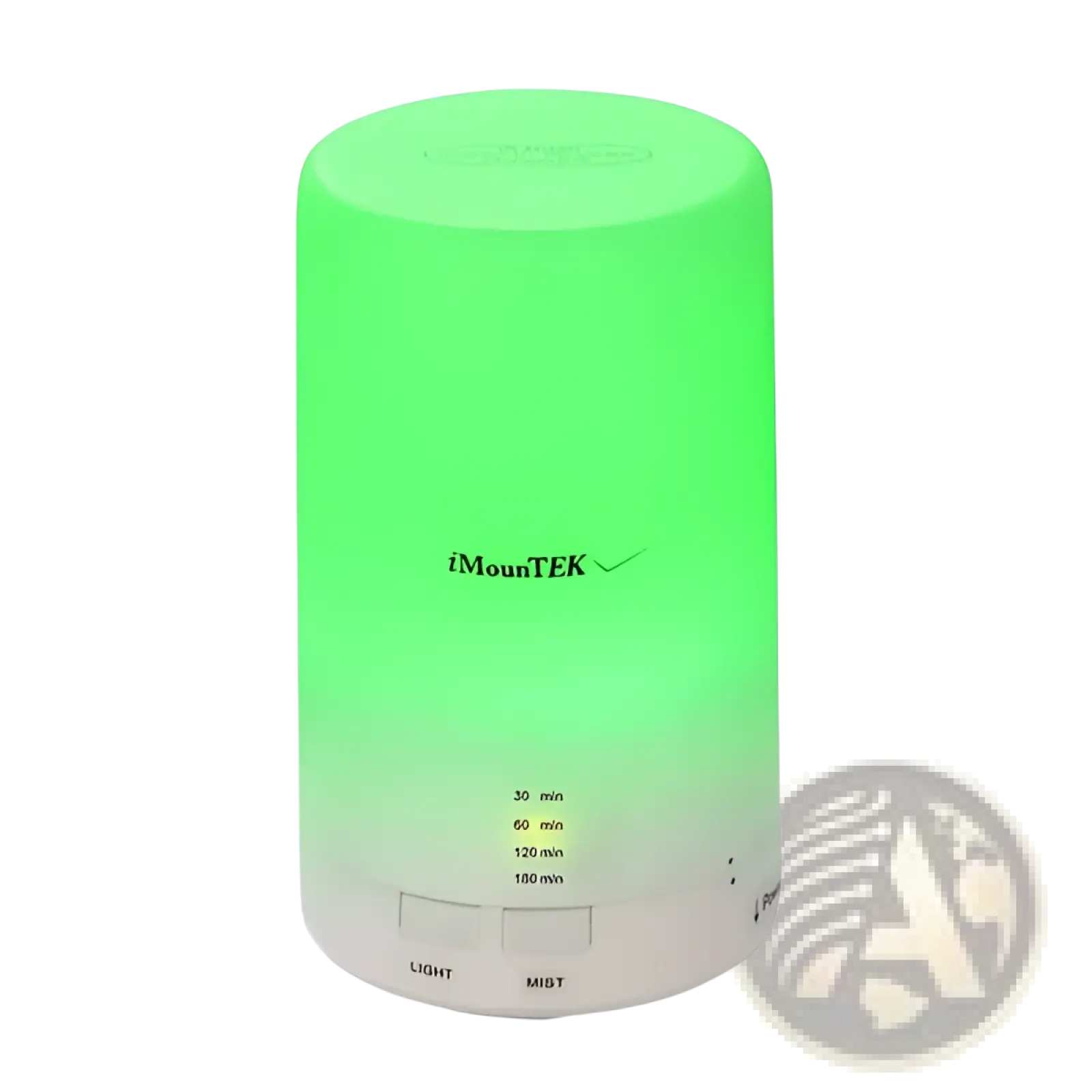 Ultrasonic essential oil diffuser with 7 color led lights green gradient-lit cylindrical design by imountek