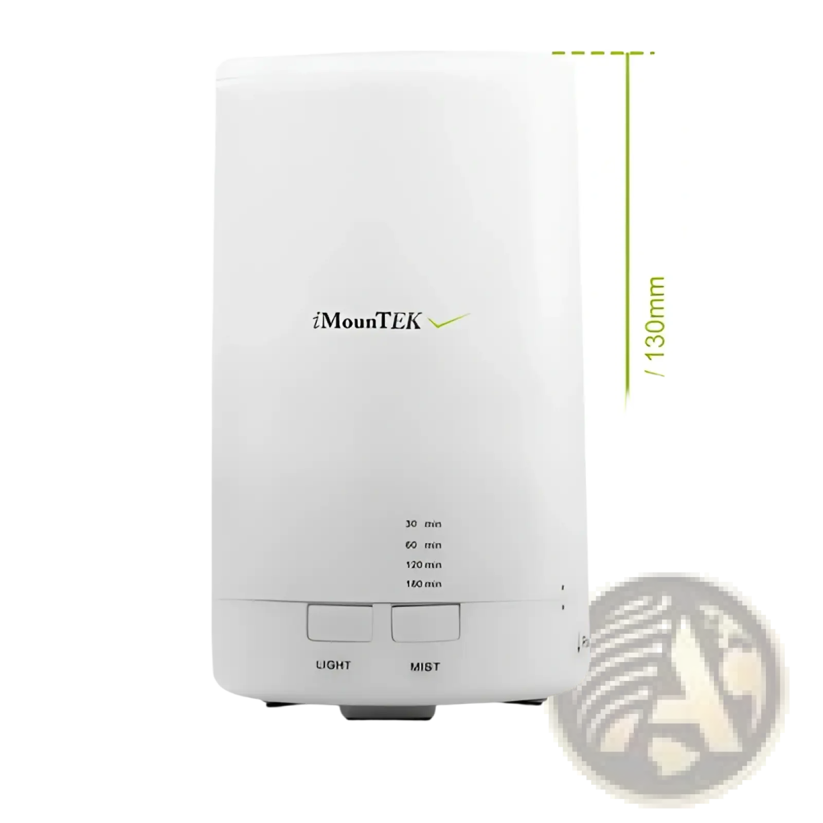 White imountek ultrasonic essential oil diffuser with sleek rectangular design minimalist controls and 7 color led lights