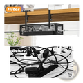 Under desk cable management tray black metal mesh organizer with clamp brackets for efficient cable organization