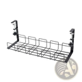 Under desk cable management tray metal wire rack in black with adjustable clamps for organized cable routing