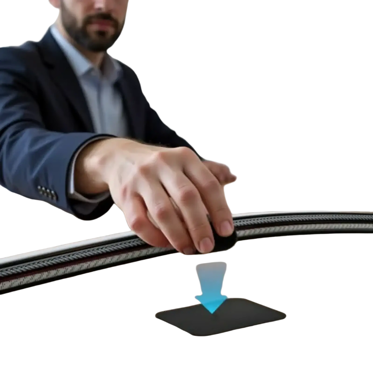 Black magnetic desk mount with textured grip and sleek minimalist design for under desk cable organizer ties set