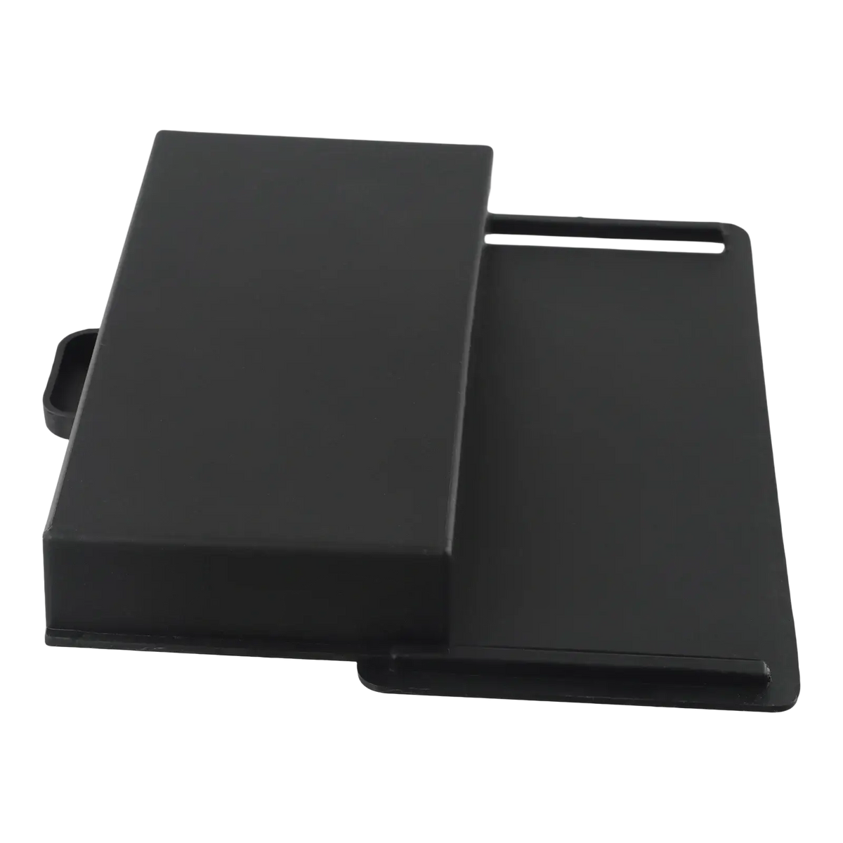 Black plastic under desk drawer organizer abs storage box with rectangular lid and integrated handle